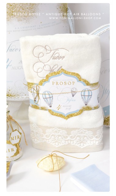 Trusou de botez pentru baieti cu baloane de aer cald, Glam Journey 1